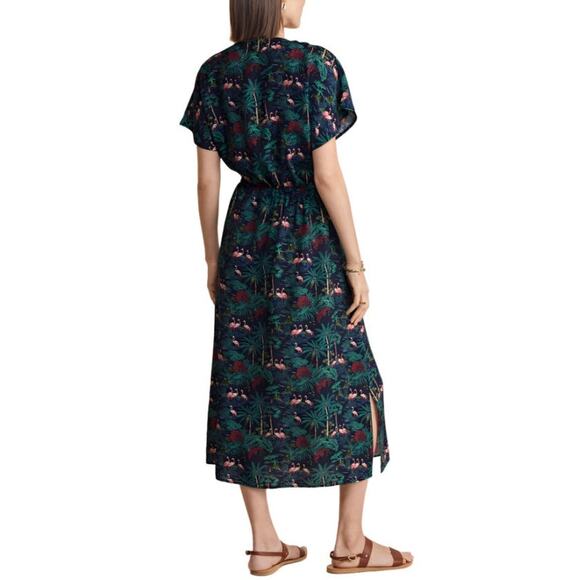 Vineyard Vines Textured Button Front Kaftan Dress Tropical Navy - Size XXS - Picture 3 of 8